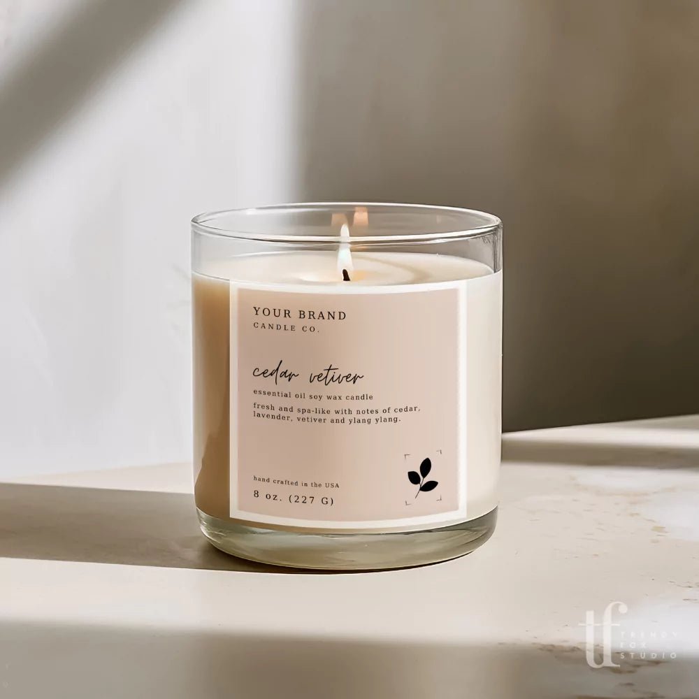 Rustic Modern Candle Label Canva Template - Trendy Fox Studio