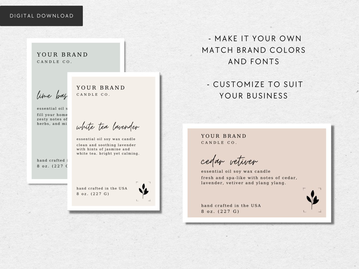 Rustic Modern Candle Label Canva Template - Trendy Fox Studio