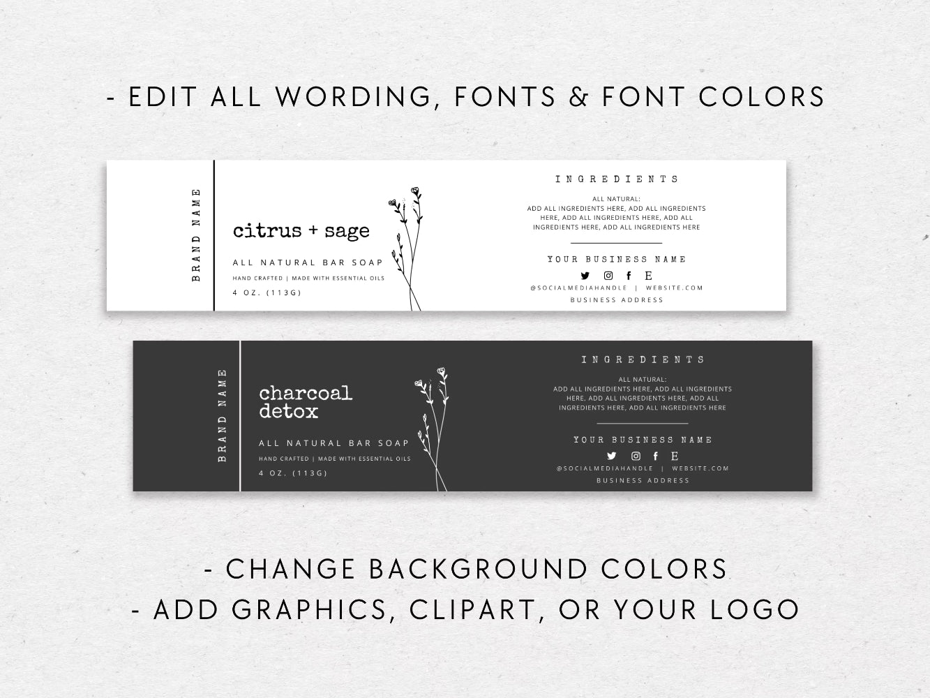 Soap Bar Wrap Label Canva Template | Landry - Trendy Fox Studio