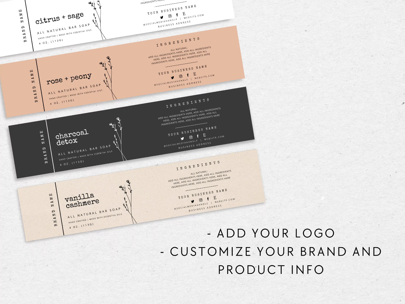 Soap Bar Wrap Label Canva Template | Landry - Trendy Fox Studio