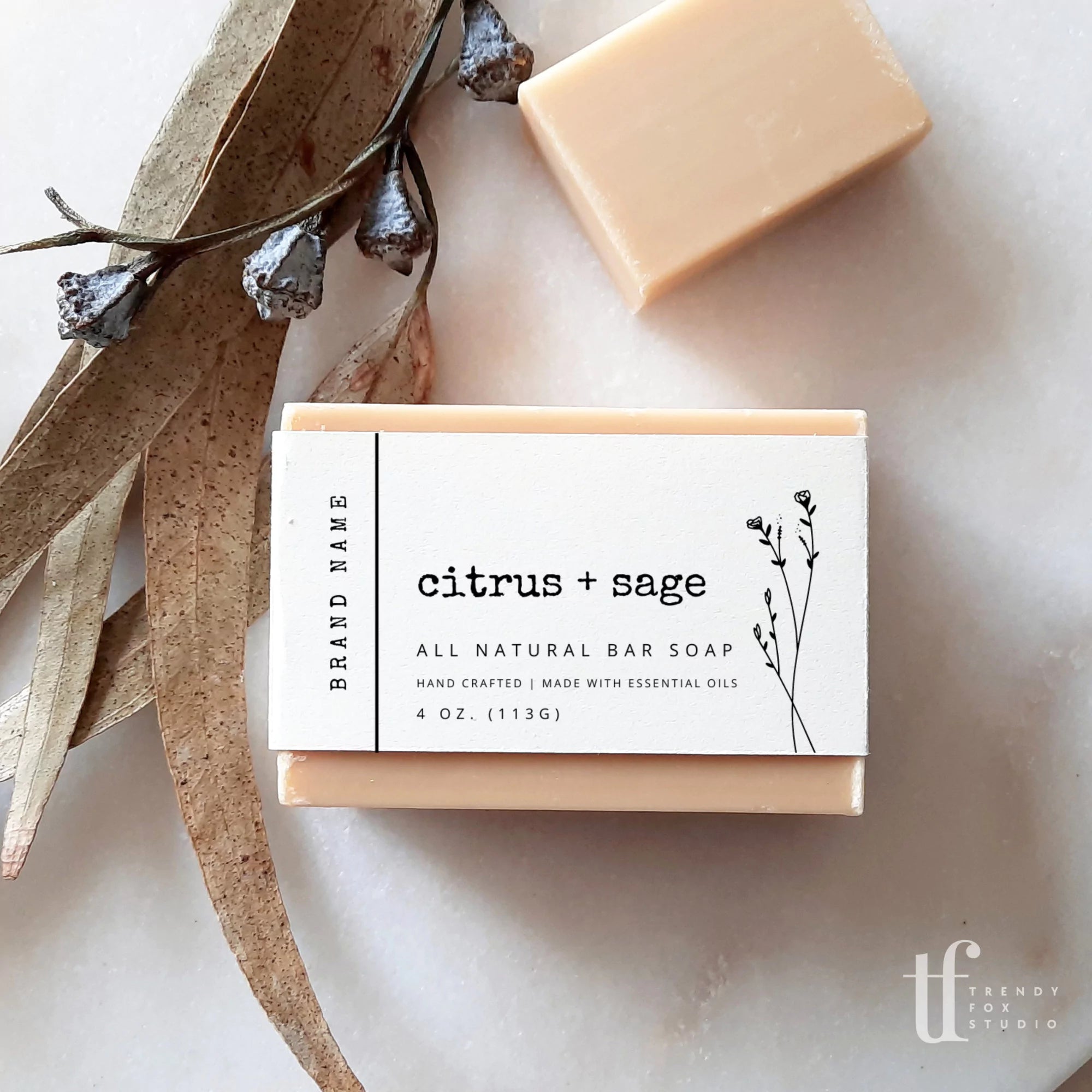 Soap Bar Wrap Label Canva Template | Landry - Trendy Fox Studio