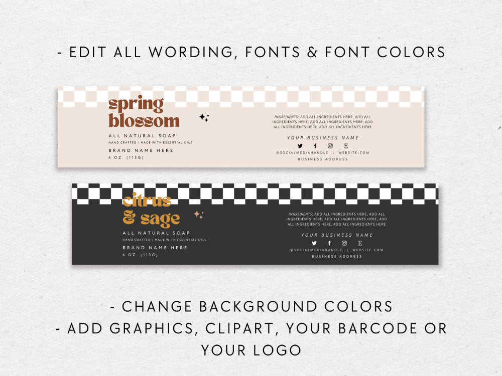 Soap Bar Wrap Label Canva Template | Pixie - Trendy Fox Studio
