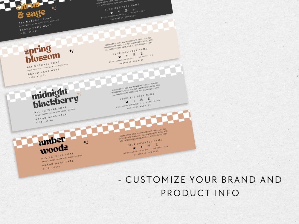Soap Bar Wrap Label Canva Template | Pixie - Trendy Fox Studio