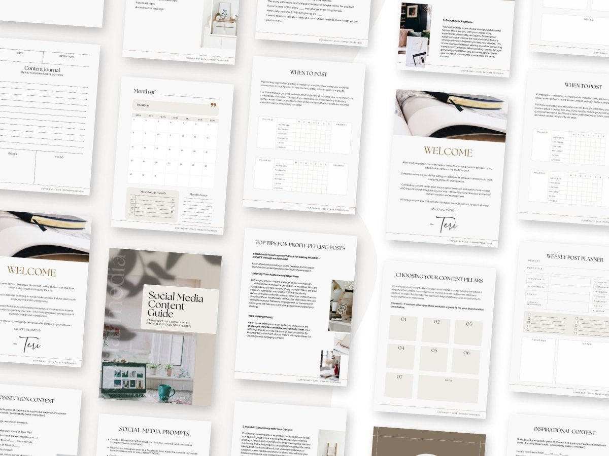 Social Media Marketing & Content Guide for Passive Income, Digital Marketing Guide - Trendy Fox Studio