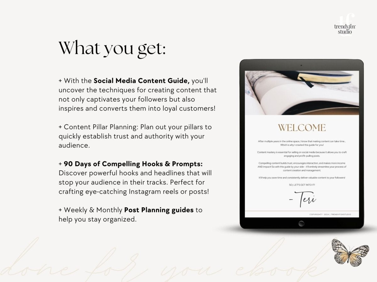 Social Media Marketing & Content Guide for Passive Income, Digital Marketing Guide - Trendy Fox Studio
