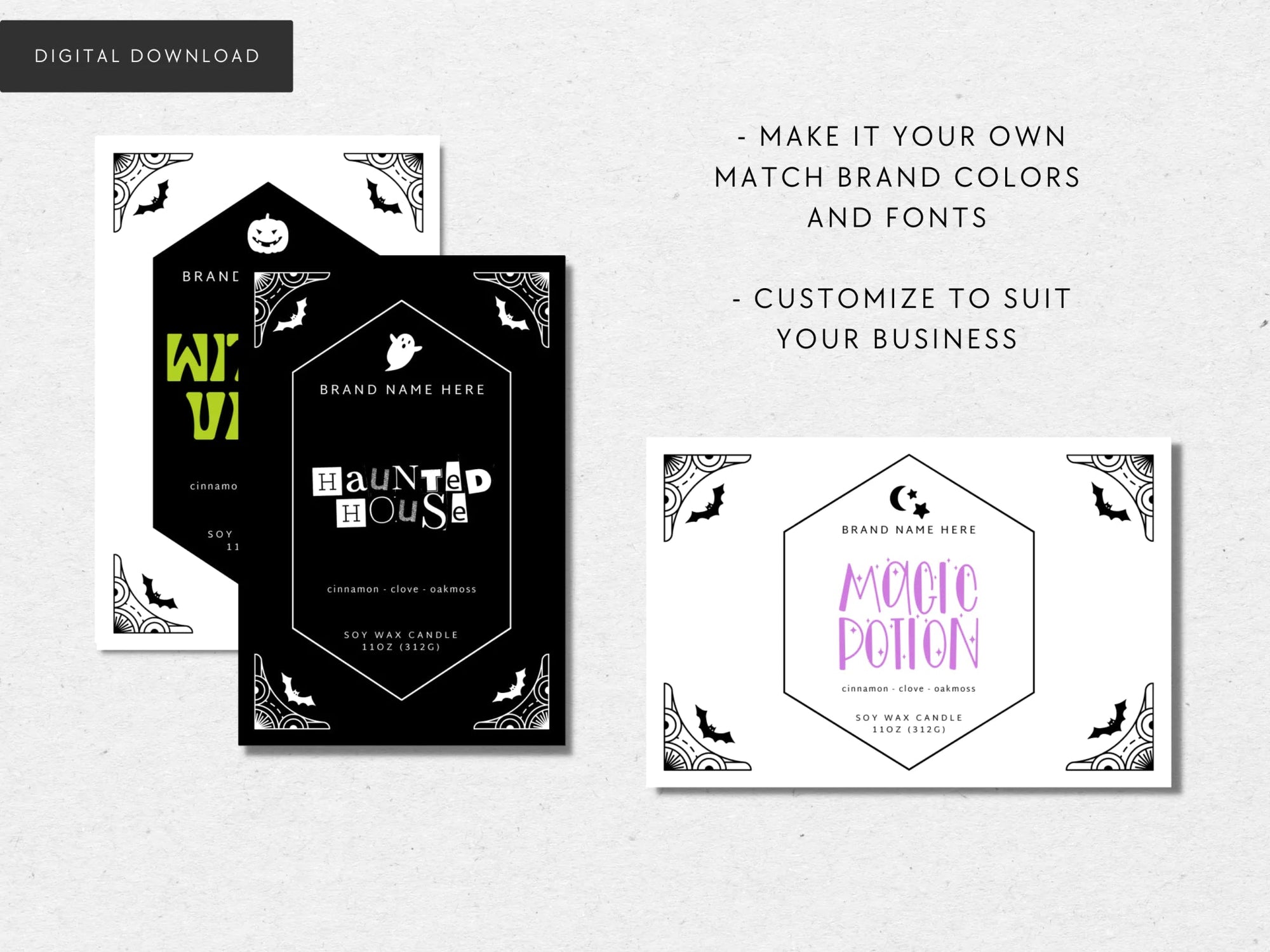 Spooky Halloween Candle Label Canva Template - Trendy Fox Studio