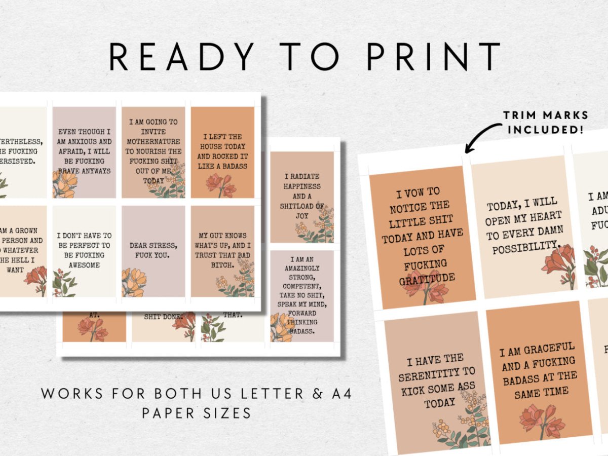 Sweary Affirmation Card Printable, Irreverent Fun Affirmation Deck, Funny Motivational Maybe Swearing Will Help Encouragement Part 1 - Trendy Fox Studio