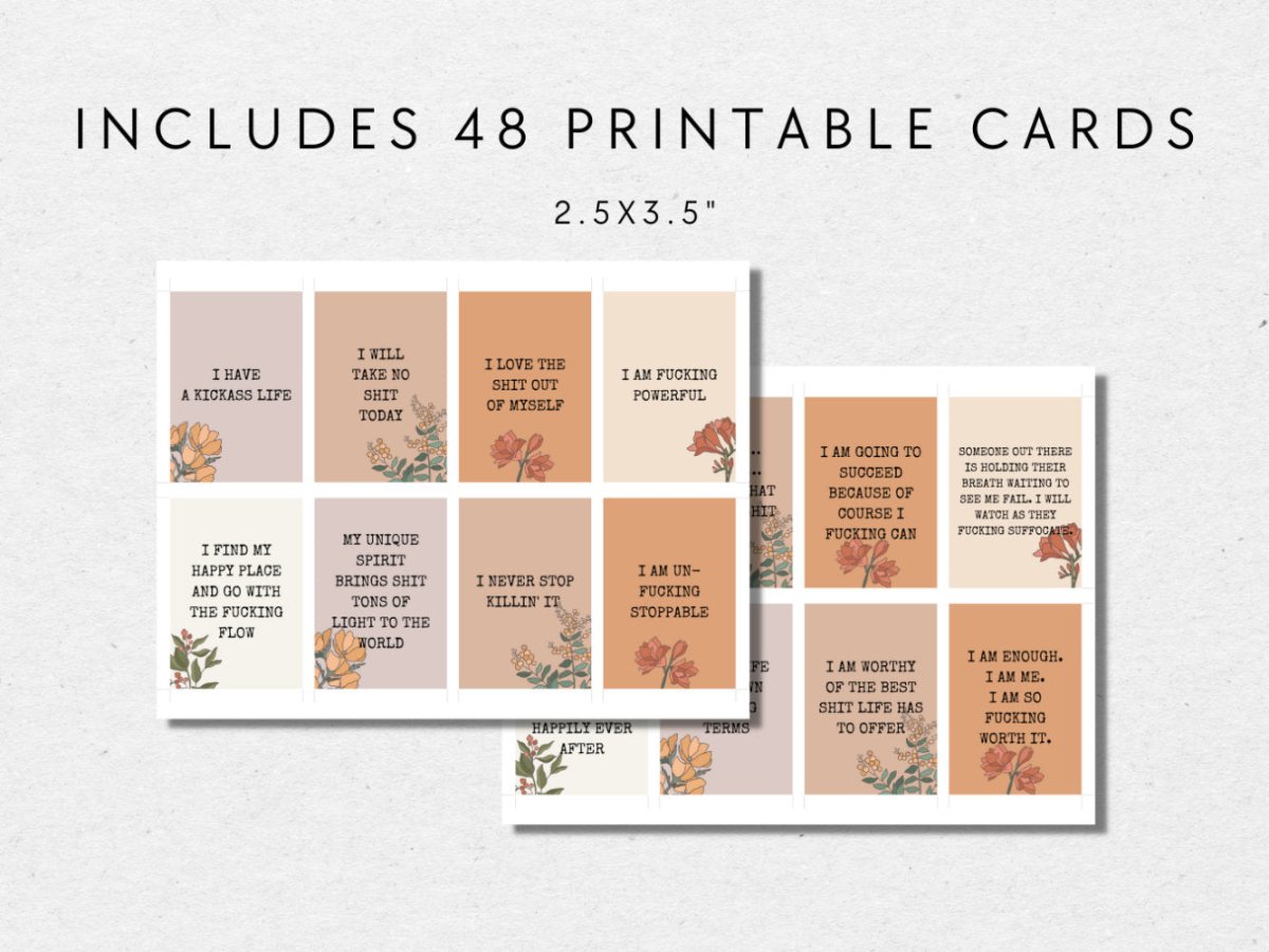 Sweary Affirmation Card Printable, Irreverent Fun Affirmation Deck, Funny Motivational Maybe Swearing Will Help Encouragement Part 1 - Trendy Fox Studio