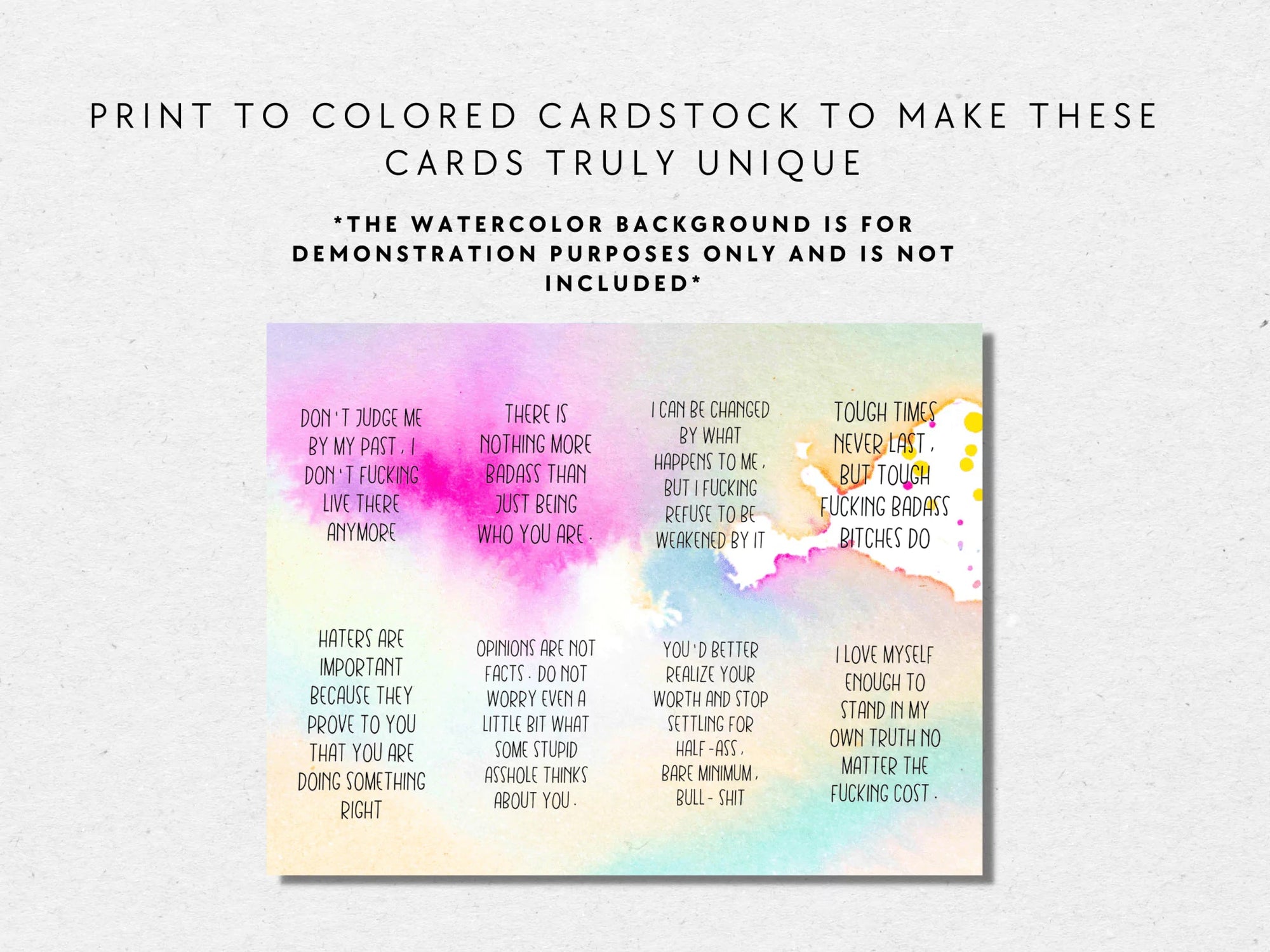 Sweary Affirmation Cards, NSFW Bada$$ Affirmation Printable Card Deck Bundle - Trendy Fox Studio