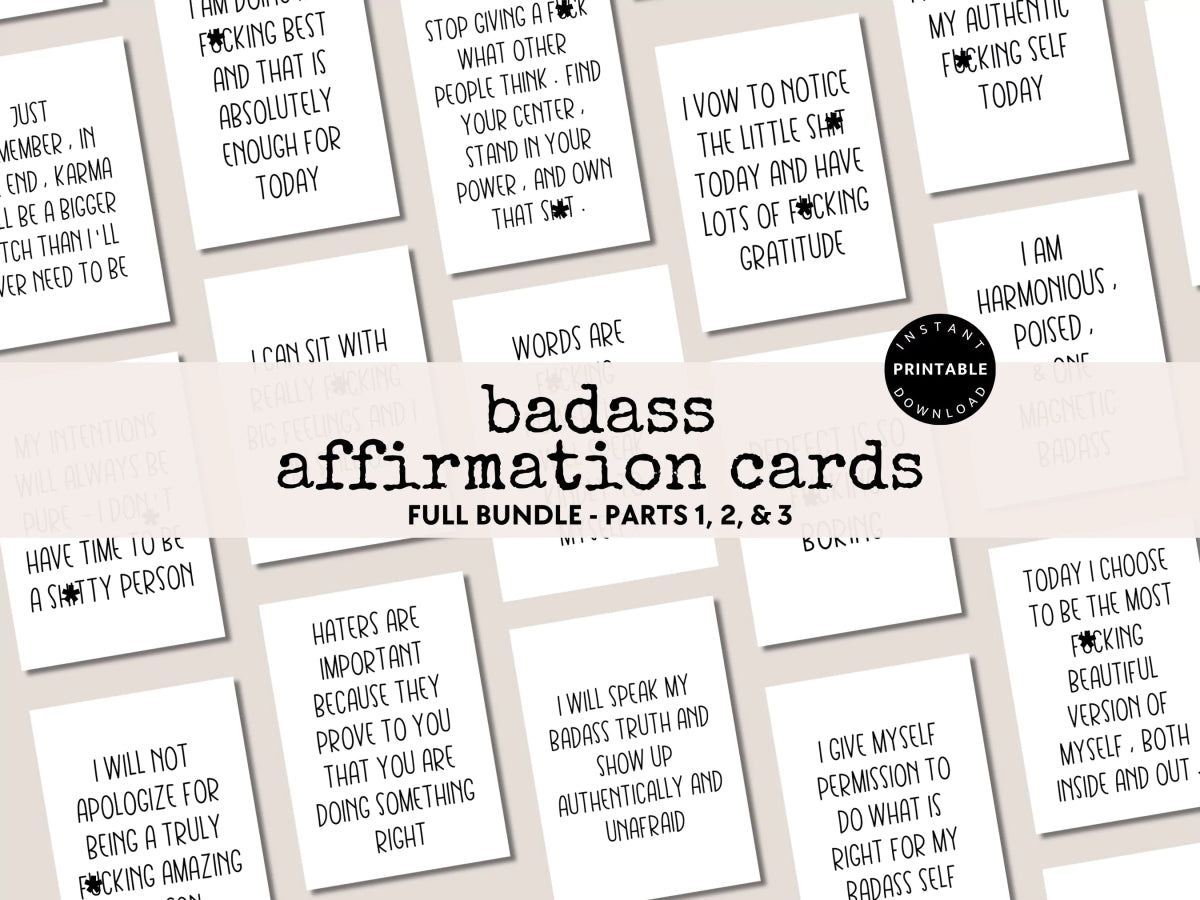 Sweary Affirmation Cards, NSFW Bada$$ Affirmation Printable Card Deck Bundle - Trendy Fox Studio sweary-affirmation-cards-nsfw-bada-affirmation-printable-card-deck-bundle-trendy-fox-studio
