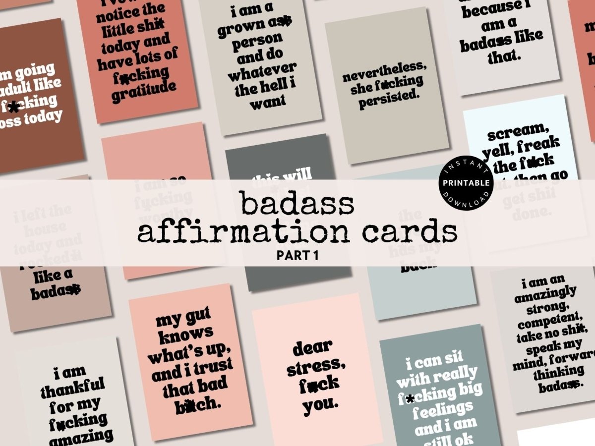 Sweary Affirmation Cards, NSFW Bada$$ Affirmation Printable Card Deck –  Trendy Fox Studio