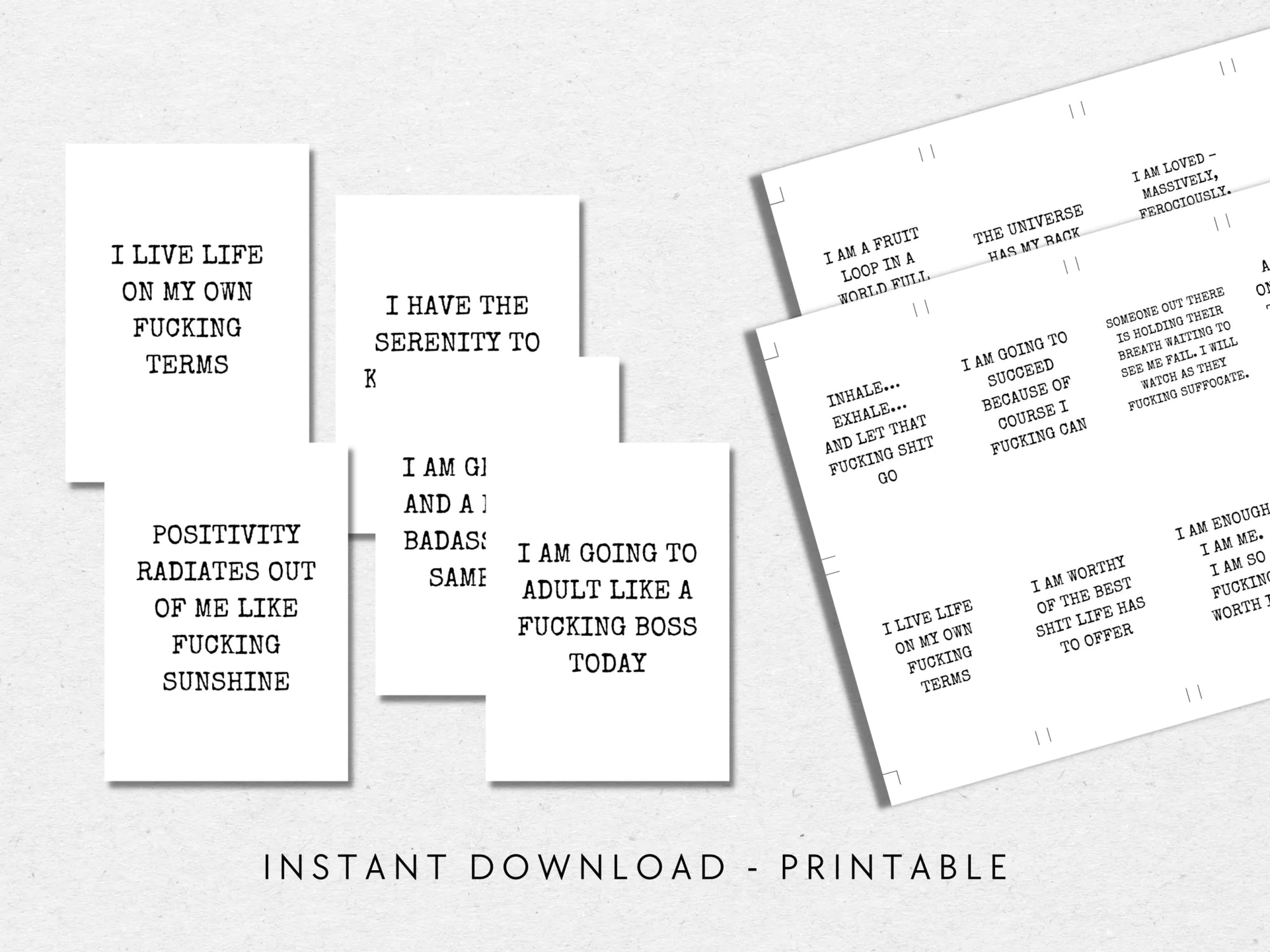 Sweary Affirmation Cards, NSFW Bada$$ Affirmation Printable Card Deck Part 1 - Trendy Fox Studio