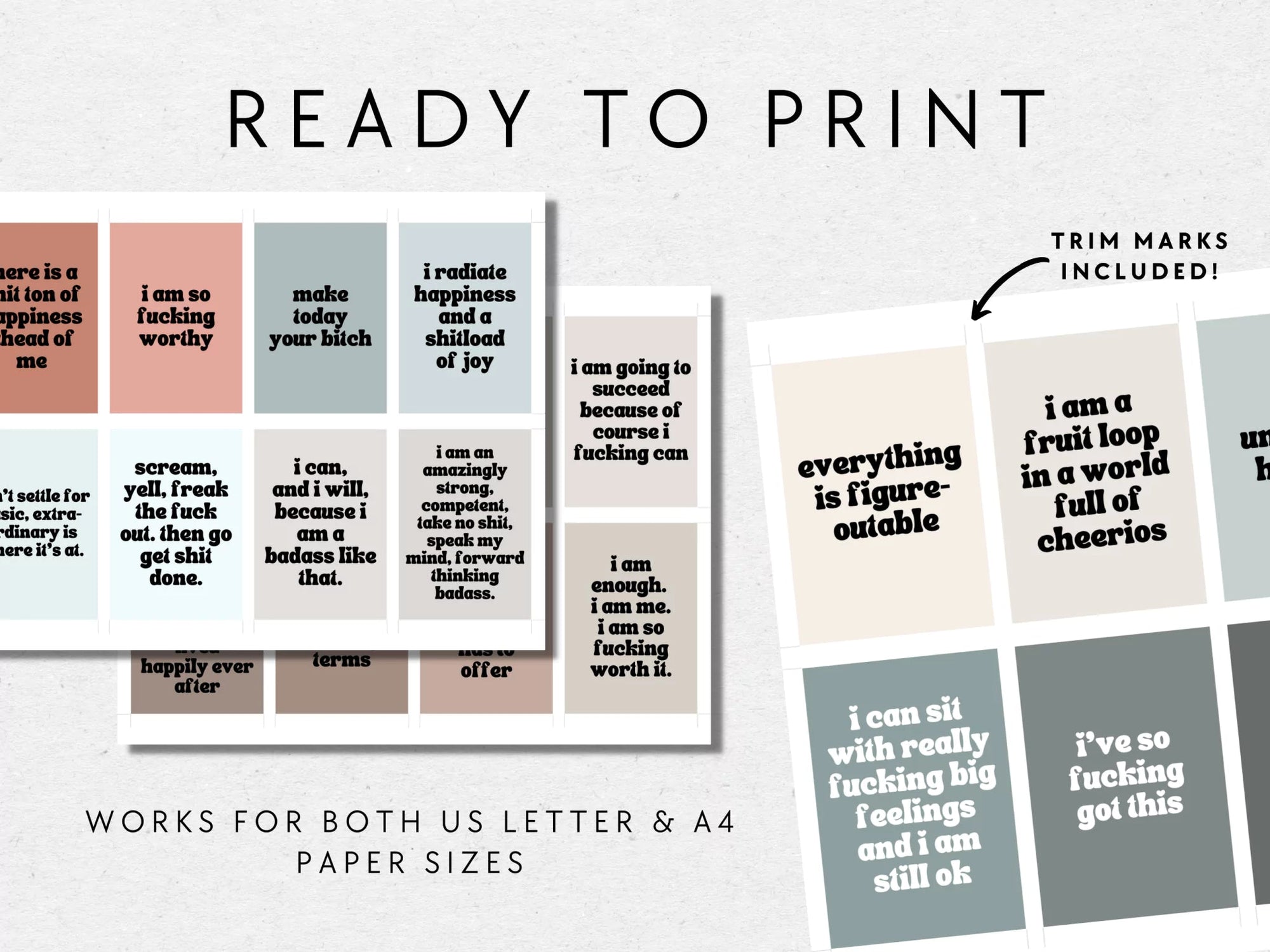 Sweary Affirmation Cards, NSFW Bada$$ Affirmation Printable Card Deck Part 1 - Trendy Fox Studio