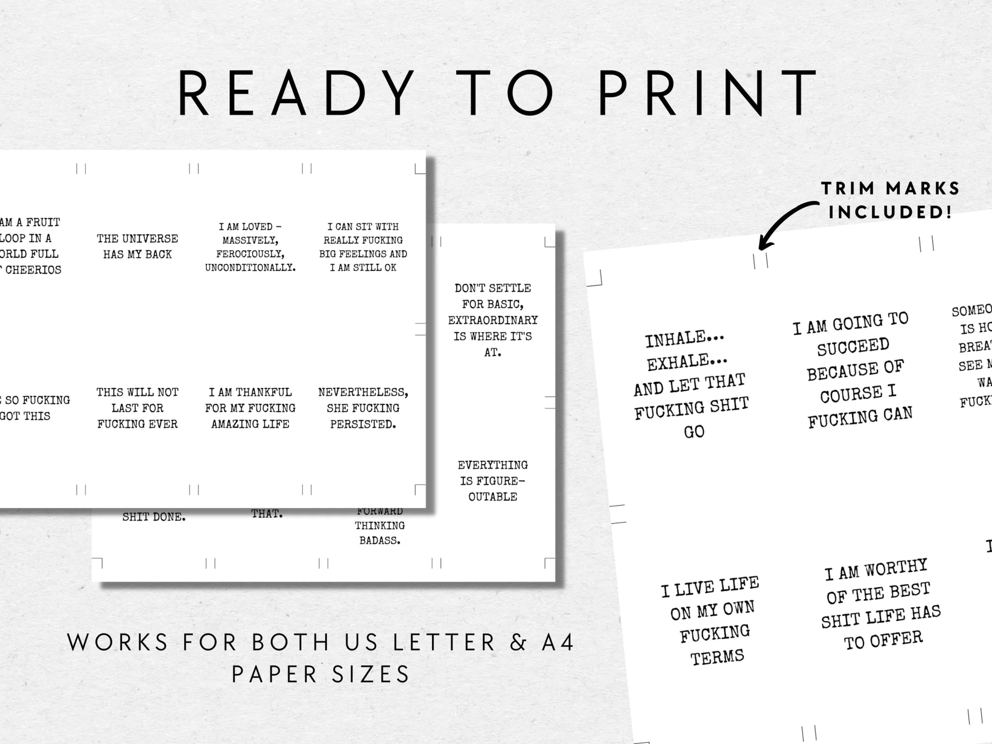 Sweary Affirmation Cards, NSFW Bada$$ Affirmation Printable Card Deck Part 1 - Trendy Fox Studio