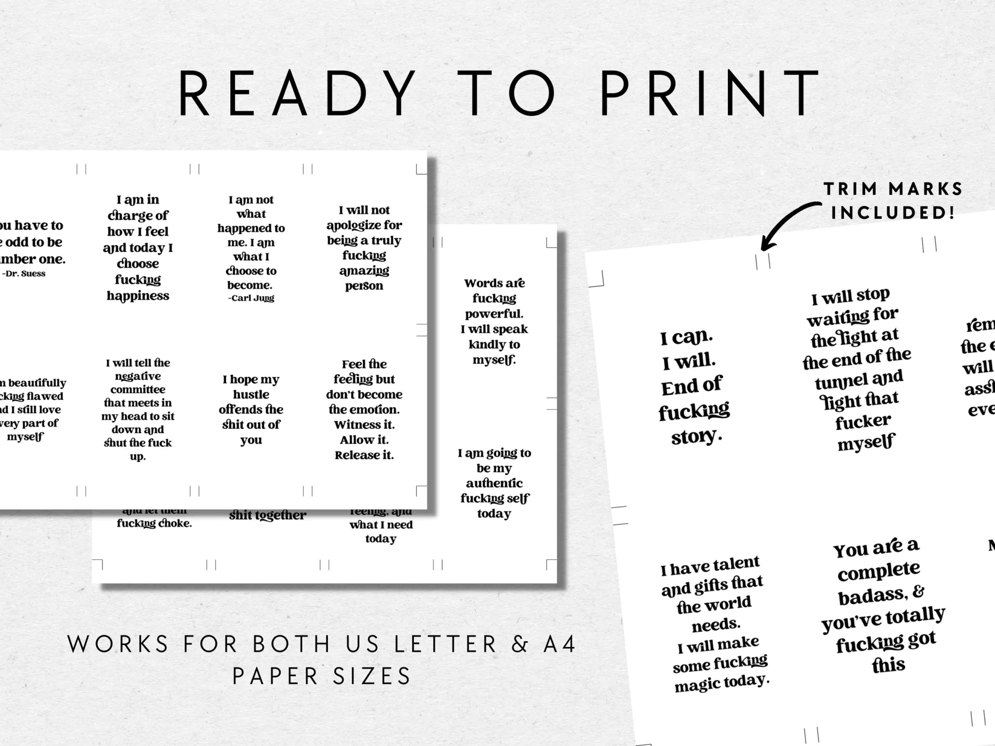 Sweary Affirmation Cards, NSFW Bada$$ Affirmation Printable Card Deck Part 2 - Trendy Fox Studio