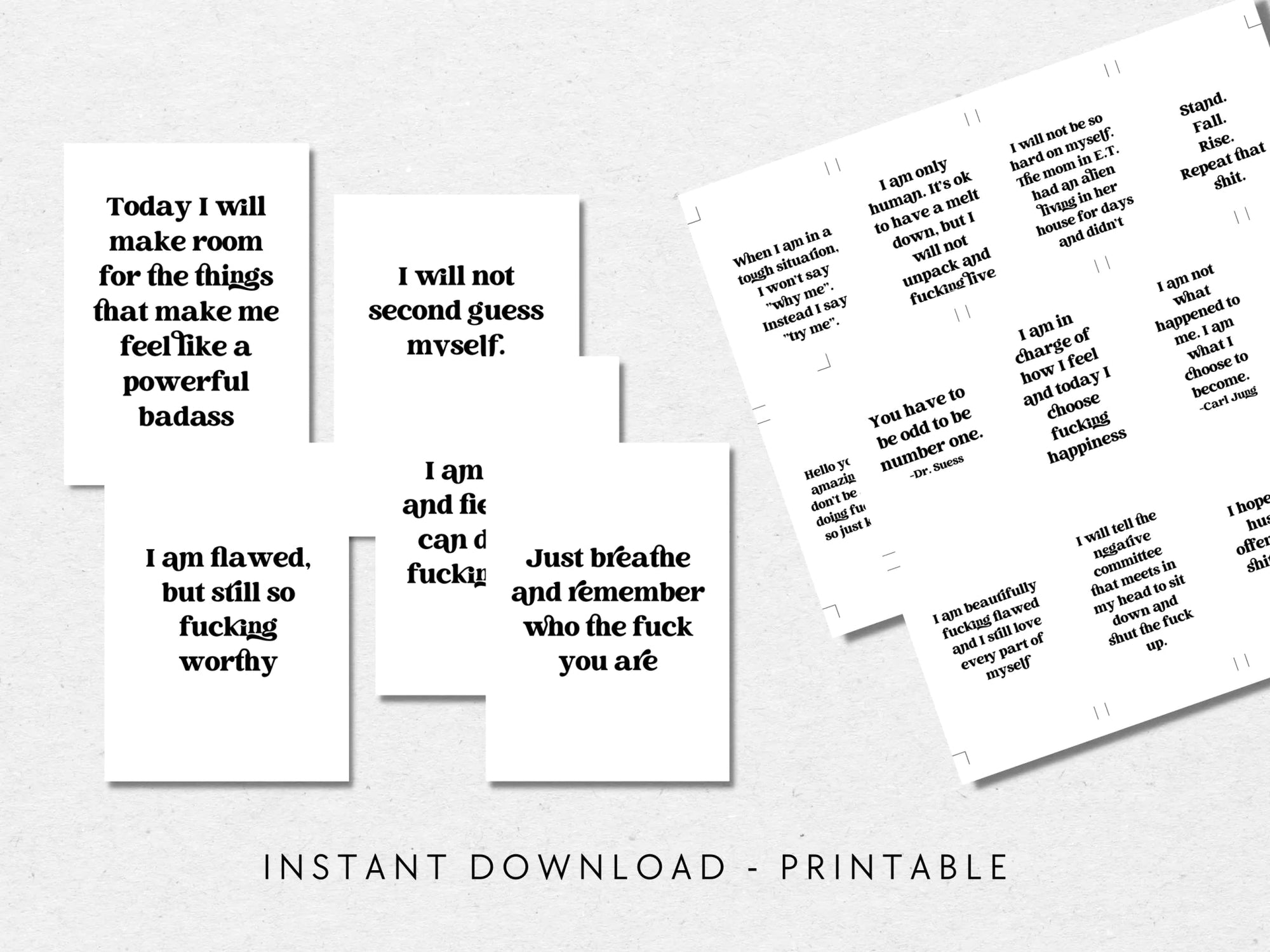 Sweary Affirmation Cards, NSFW Bada$$ Affirmation Printable Card Deck Part 2 - Trendy Fox Studio
