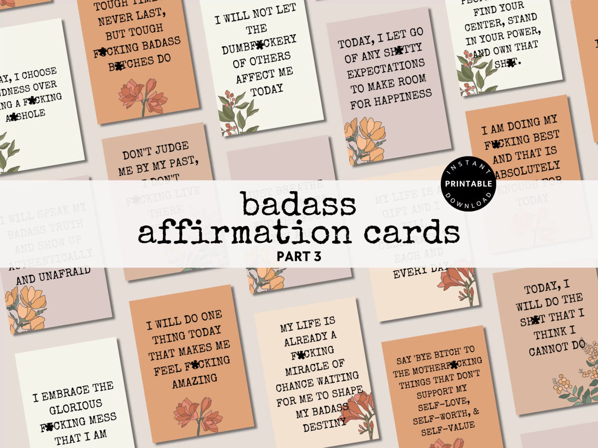 Sweary Affirmation Cards, NSFW Bada$$ Affirmation Printable Card Deck Part 3 - Trendy Fox Studio