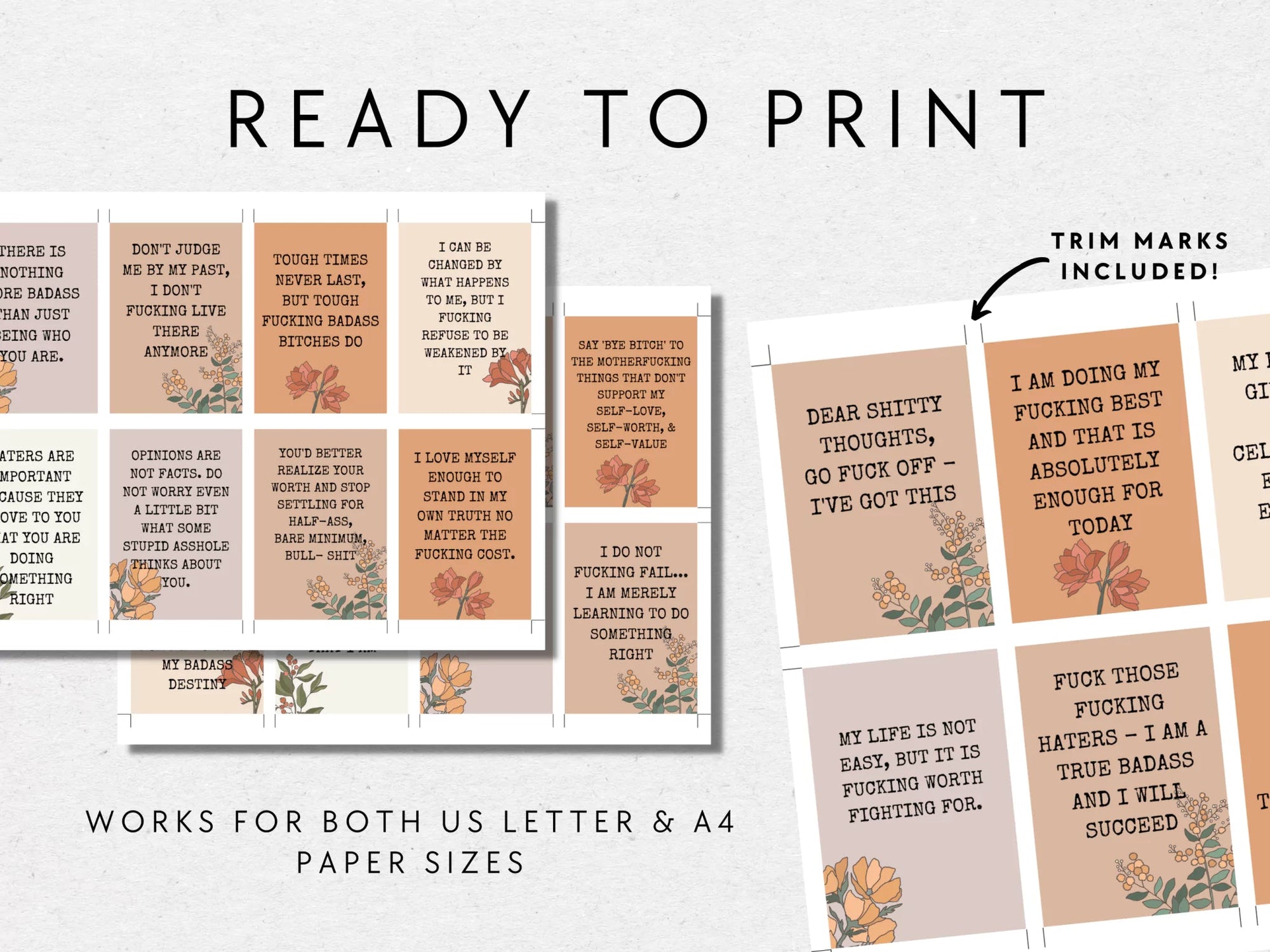 Sweary Affirmation Cards, NSFW Bada$$ Affirmation Printable Card Deck Part 3 - Trendy Fox Studio