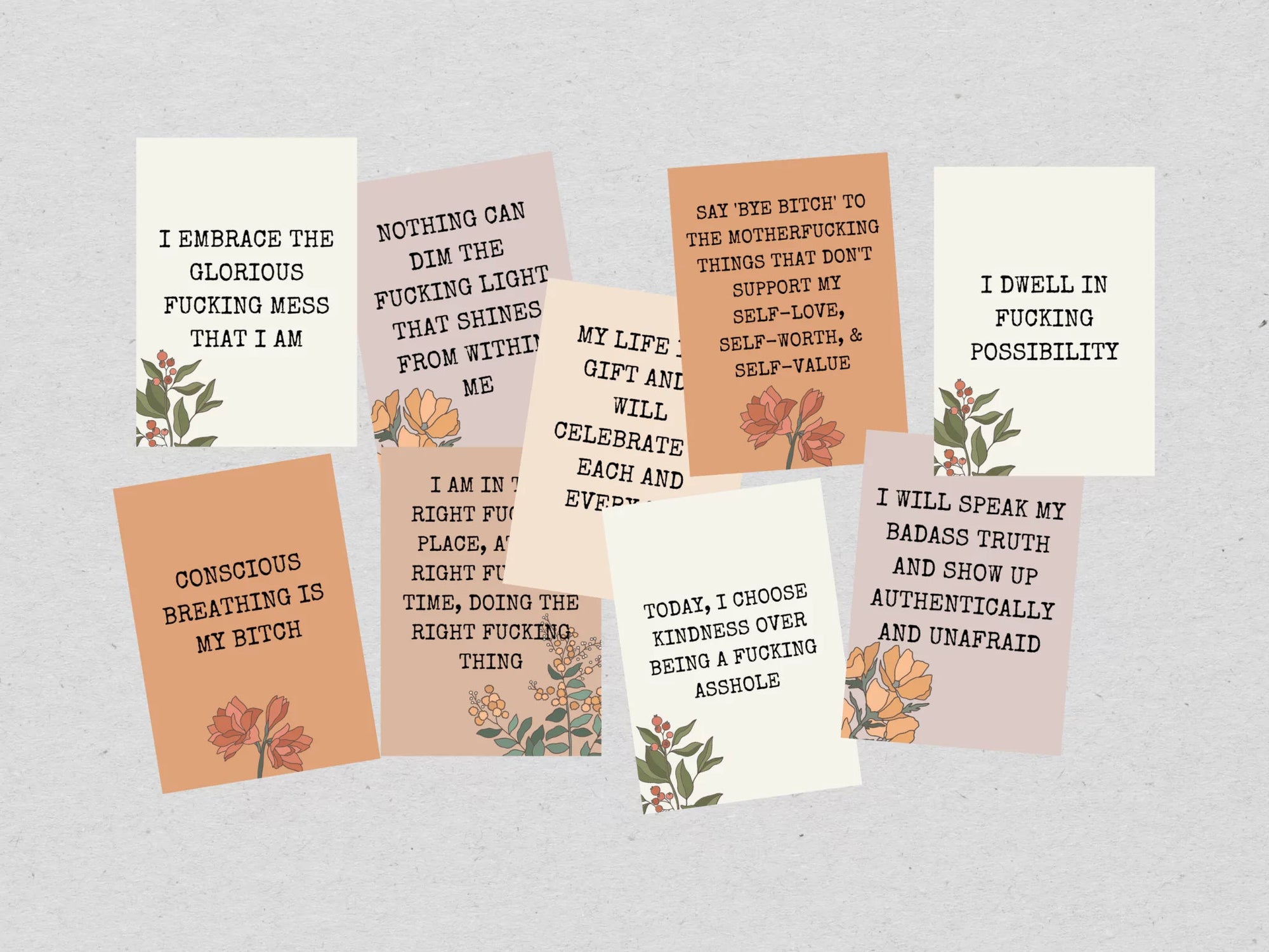 Sweary Affirmation Cards, NSFW Bada$$ Affirmation Printable Card Deck Part 3 - Trendy Fox Studio