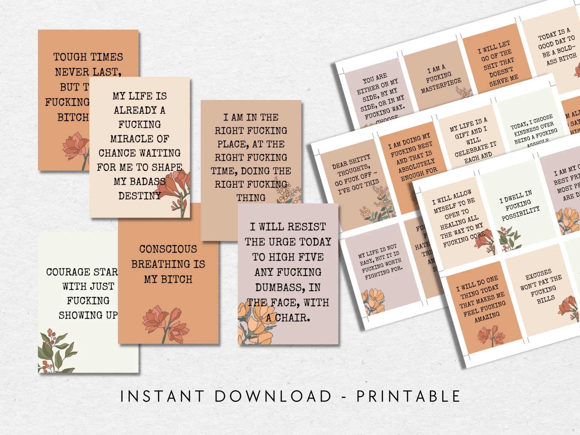 Sweary Affirmation Cards, NSFW Bada$$ Affirmation Printable Card Deck Part 3 - Trendy Fox Studio