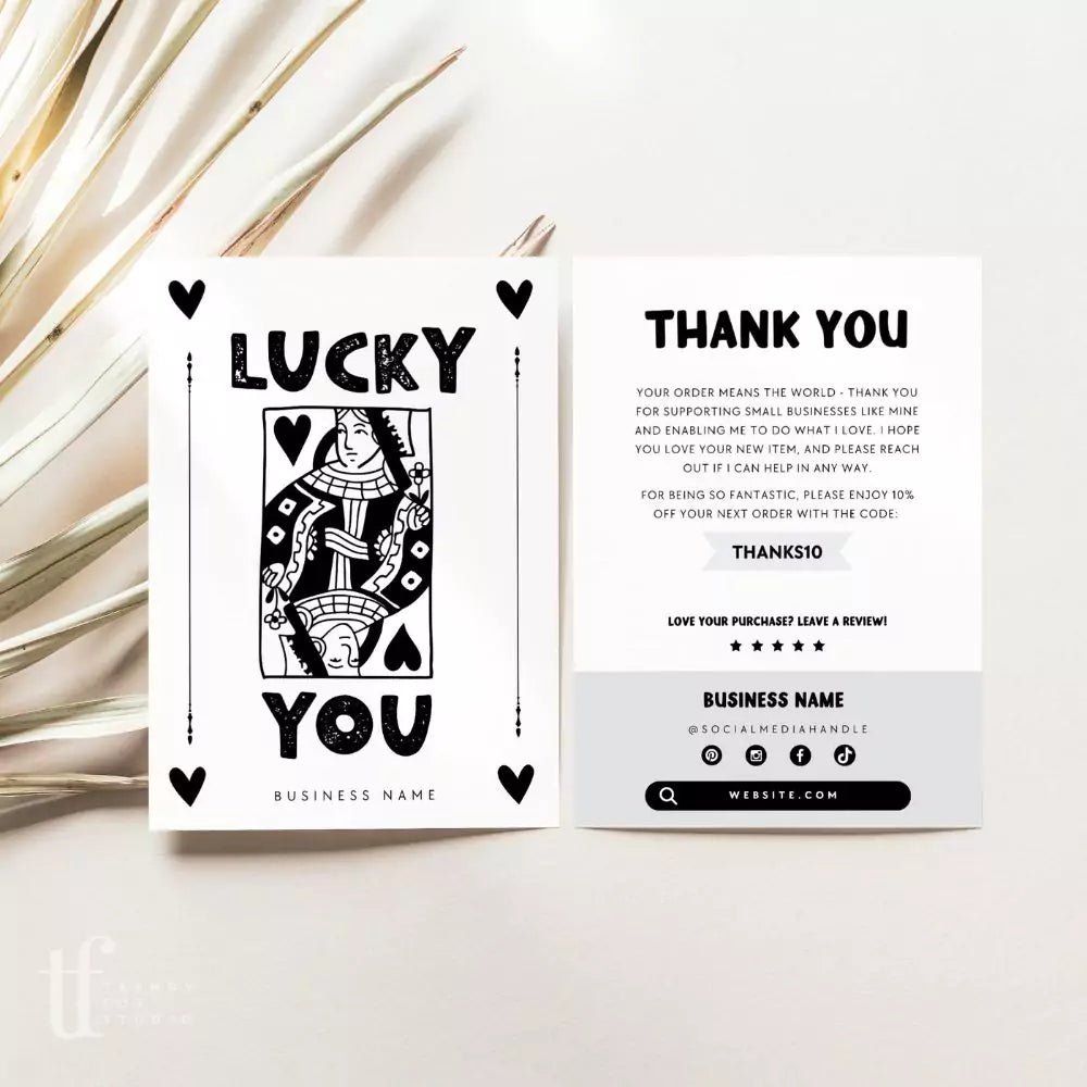 Trendy Playing Card Business Thank You Card Canva Template - Trendy Fox Studio