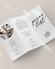 Tri-Fold Price List, Brochure Rack Card Price Menu, Canva Template | Cinna - Trendy Fox Studio