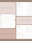 Undated Monthly & Weekly Digital Planner, Neutral Boho Blush, Horizontal Layout with Goal Planner and Habit Tracker - Trendy Fox Studio