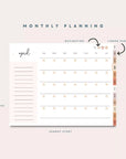 Undated Monthly & Weekly Digital Planner, Neutral Boho Blush, Horizontal Layout with Goal Planner and Habit Tracker - Trendy Fox Studio