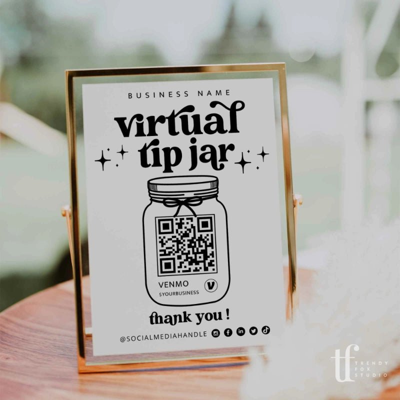 Virtual Tip Jar Sign Canva Template | Dani - Trendy Fox Studio