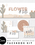 Western Cactus Facebook Cover Branding Set Canva Template | Rhodes - Trendy Fox Studio
