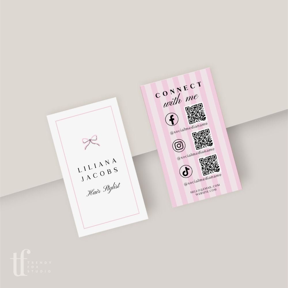 Social Media Connect with Us QR Code Business Card Canva Template | Brit - Trendy Fox Studio