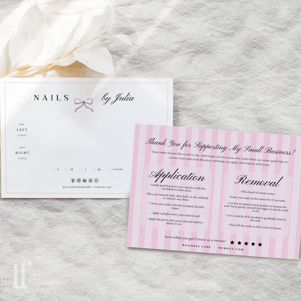 Press - On Nails Backing Card Card Canva Template | Brit - Trendy Fox Studio