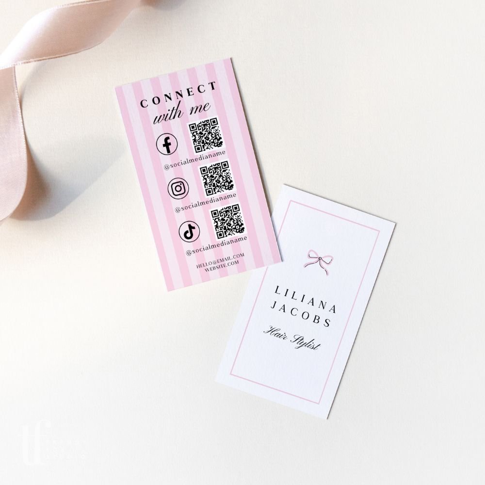 Social Media Connect with Us QR Code Business Card Canva Template | Brit - Trendy Fox Studio