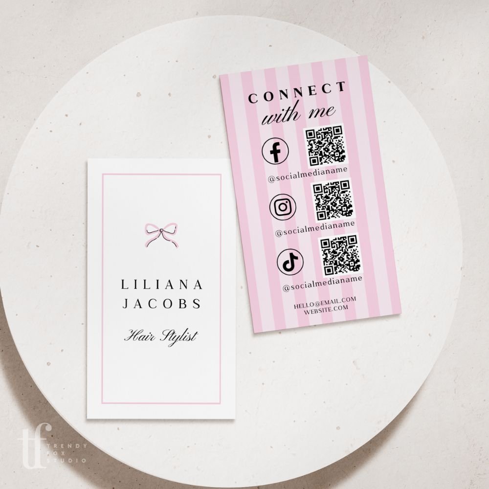 Social Media Connect with Us QR Code Business Card Canva Template | Brit - Trendy Fox Studio