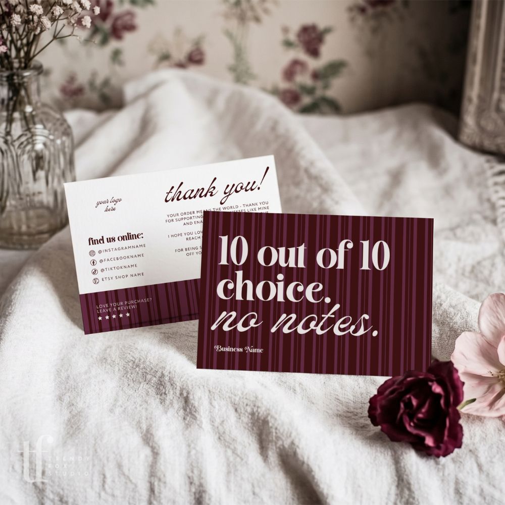 Business Thank You Card Canva Template | Chic Preppy Stripe | Plum