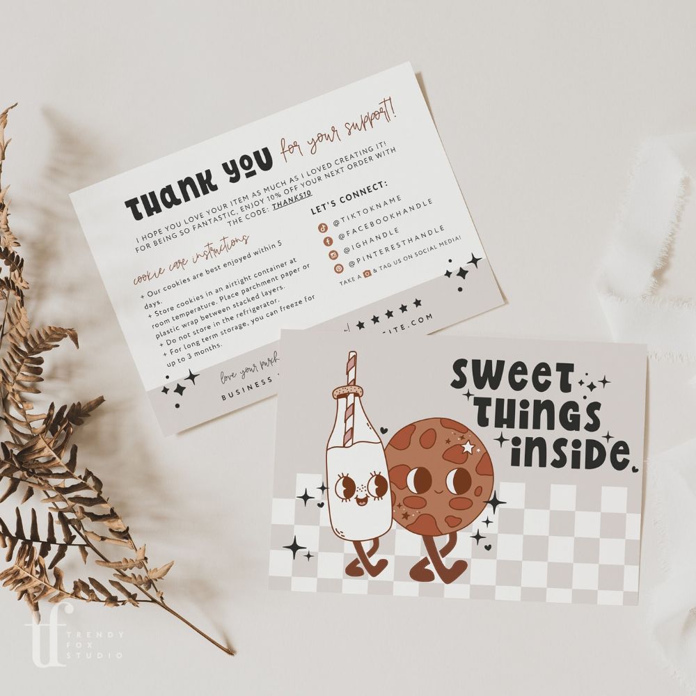 Cookie Care Card Canva Template | Retro Characters | Millie - Trendy Fox Studio