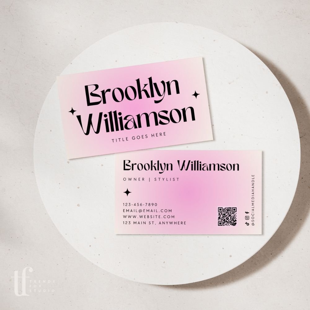 Business Card with QR Code Canva Template | Feminine Modern Elegant Branding | Opal - Trendy Fox Studio