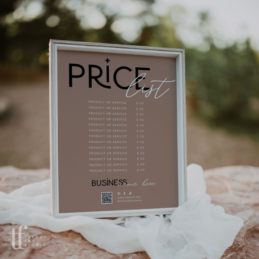 Price List Menu Canva Template | Modern Editorial | Lyra - Trendy Fox Studio