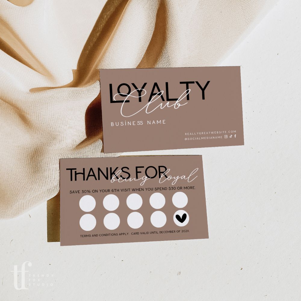 Loyalty Stamp Card Canva Template | Modern Editorial | Lyra - Trendy Fox Studio