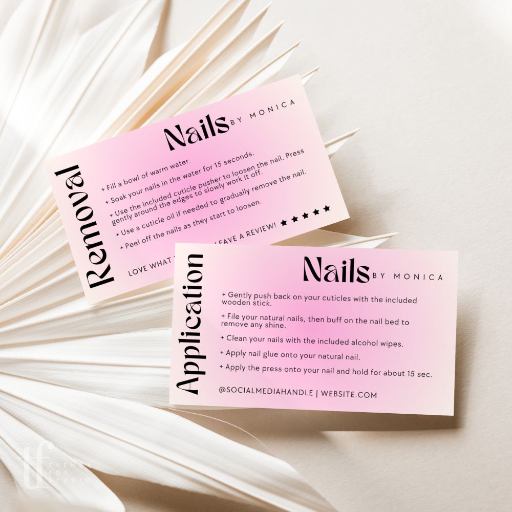 Artificial Nails Application & Removal Card Canva Template | Modern Aesthetic | Opal - Trendy Fox Studio