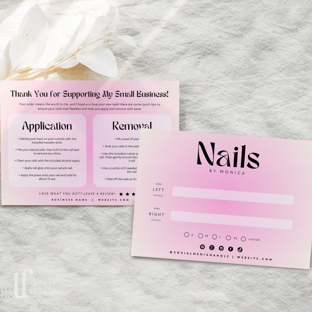 Artificial Nails Backing Card Card Canva Template | Opal - Trendy Fox Studio
