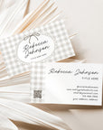 Business Card Canva Template with QR Code | Cottagecore Gingham | Lula - Trendy Fox Studio