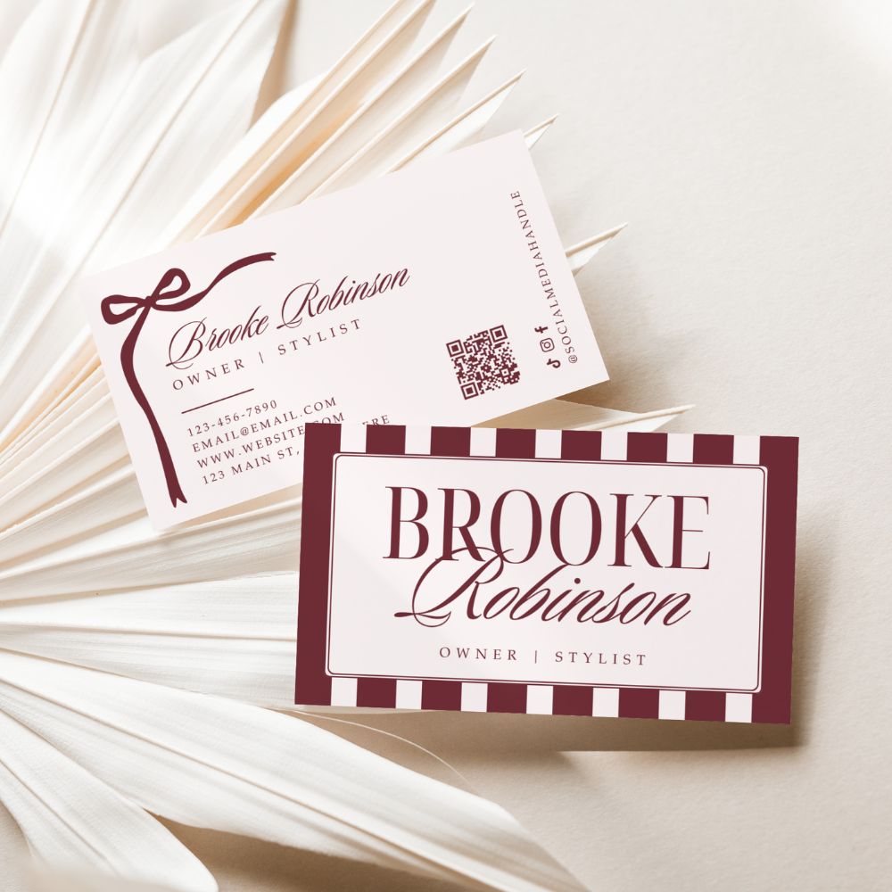 Business Card with QR Code Canva Template | Hair Stylist | Elegant Old Money Style | Lorna - Trendy Fox Studio