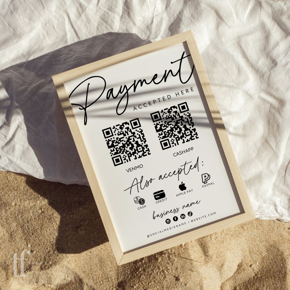 Check Payments Sign Scan to Pay 2 QR Code Sign, Accepted Payments Sign Canva Template ...