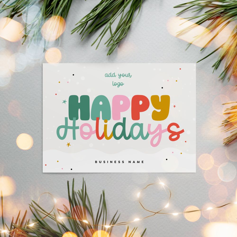Christmas Business Thank You Card Canva Template | Rainbow - Trendy Fox Studio