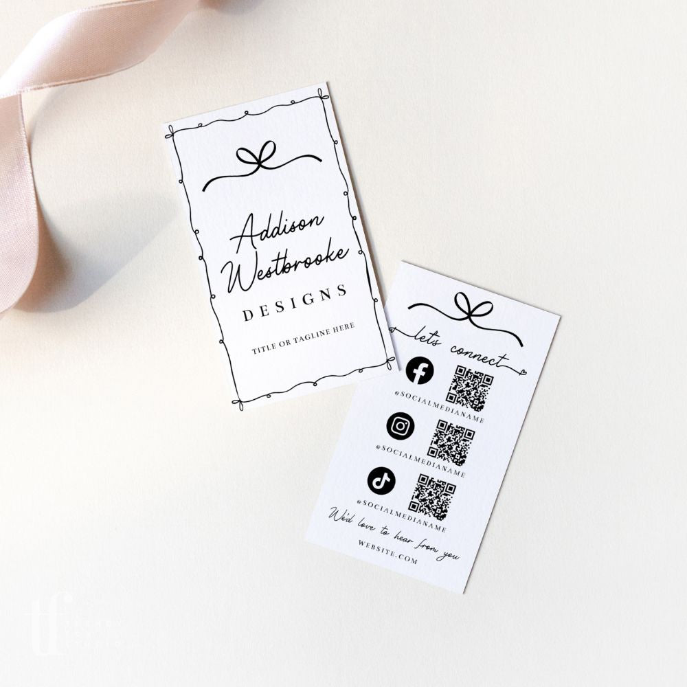 Business Card Canva Template | Social Media QR Code | Whimsical Coquet ...