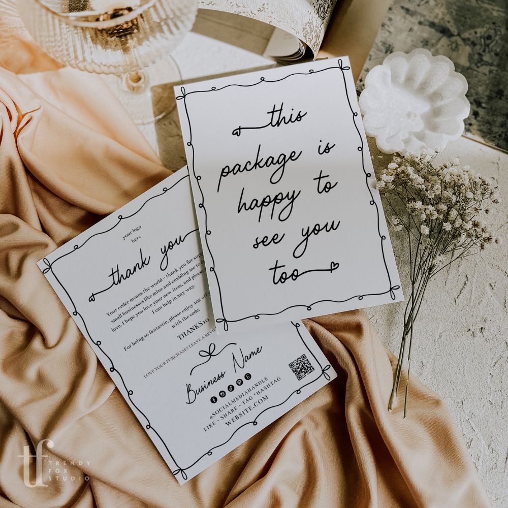 Business Thank You Card Canva Template | Whimsical Coquette | Thea - Trendy Fox Studio