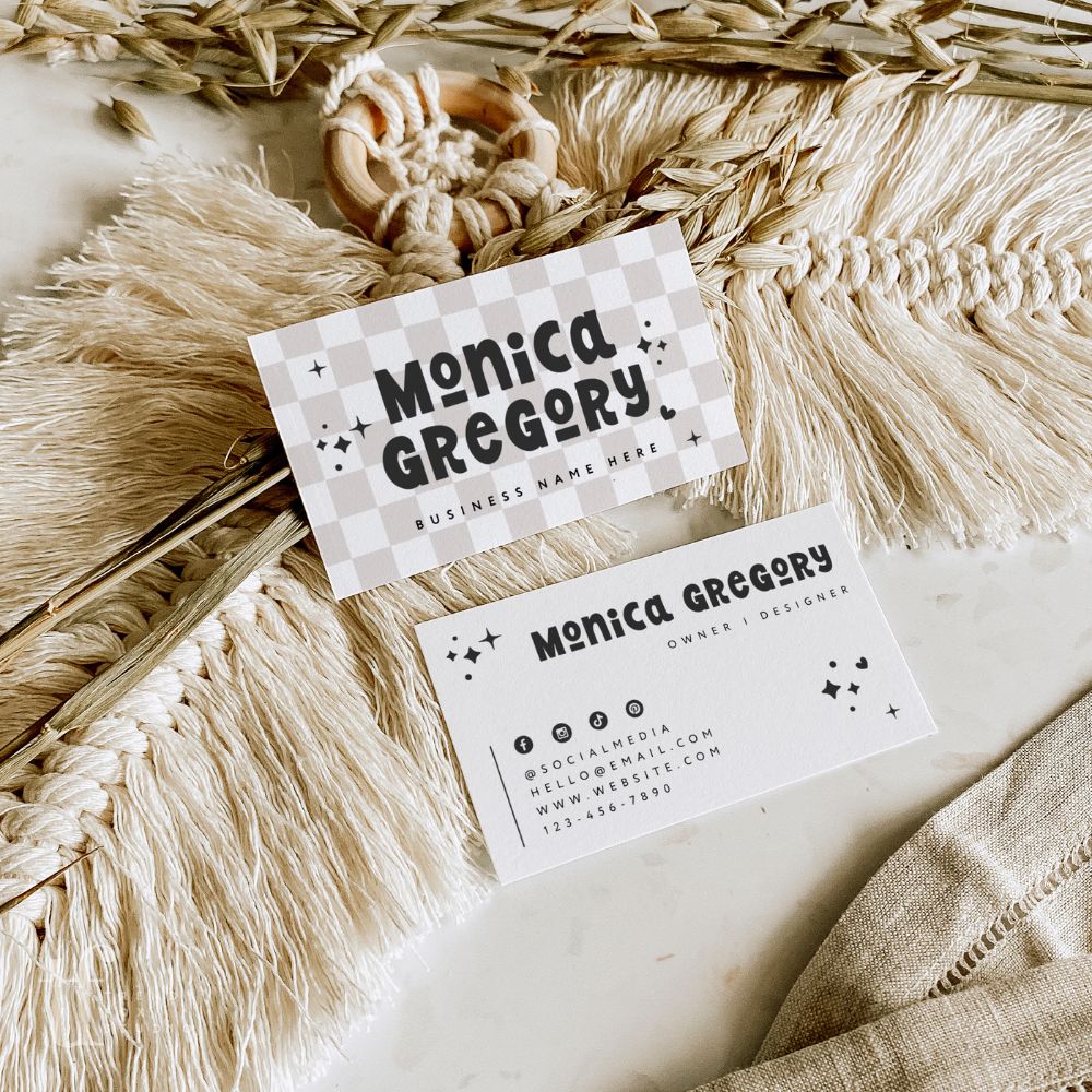 Business Card Canva Template with QR Code | Cute Retro | Millie - Trendy Fox Studio