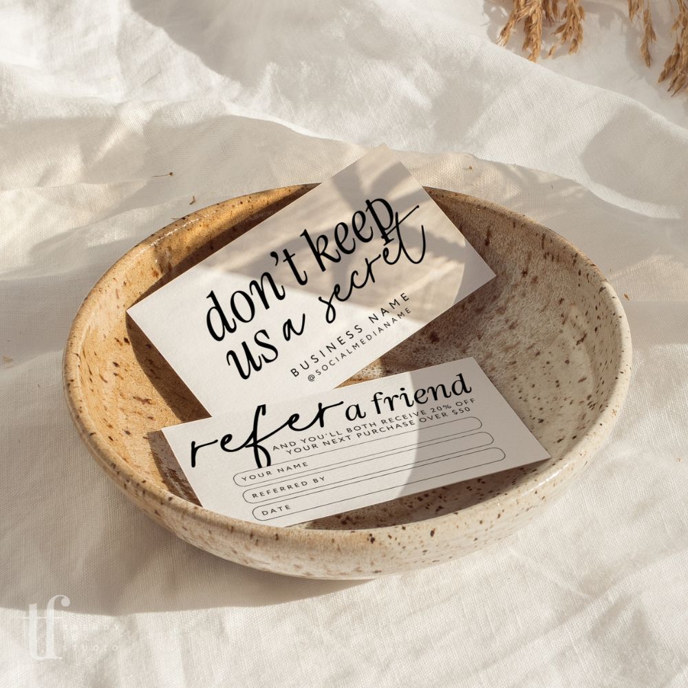 Refer A Friend Discount Card Canva Template | Modern Boho | Inez - Trendy Fox Studio