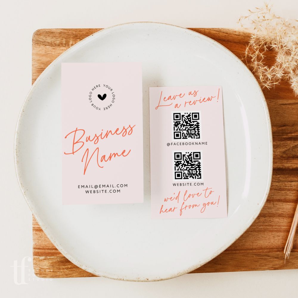QR Code Leave Us A Review Us Business Card Canva Template| Inez - Trendy Fox Studio